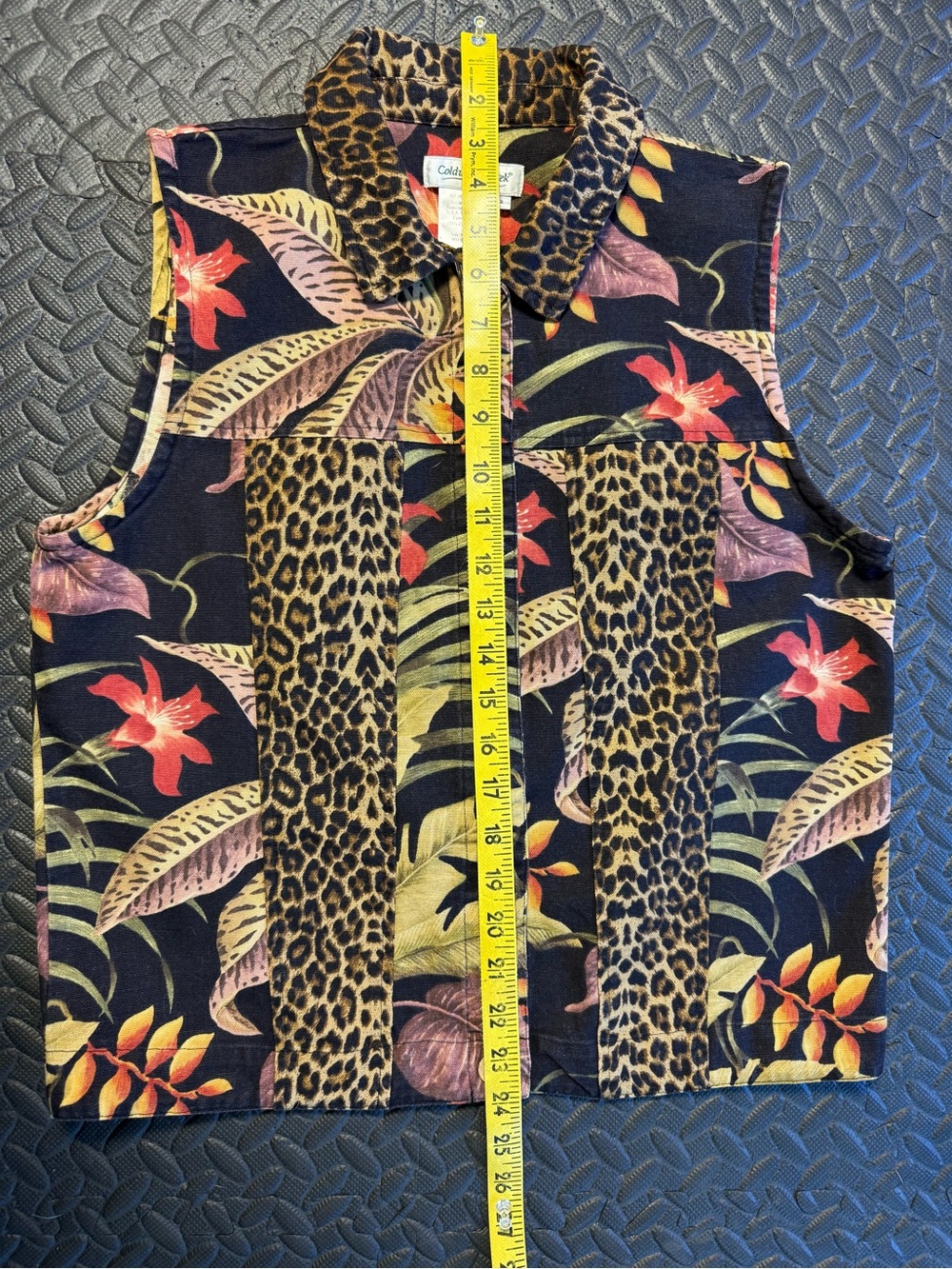 90’s Vintage Coldwater Creek Black Floral and Leopard Print Cotton Vest Size S - Picture 6 of 8
